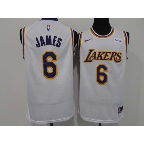 Men's Nike Los Angeles Lakers 6 LeBron James White Basketball Swingman Association Edition Jersey