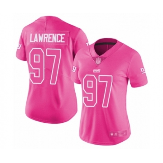 Women's New York Giants 97 Dexter Lawrence Limited Pink Rush Fashion Football Jersey