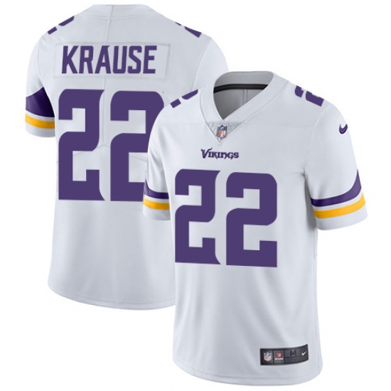 Men's Nike Minnesota Vikings 22 Paul Krause White Vapor Untouchable Limited Player NFL Jersey