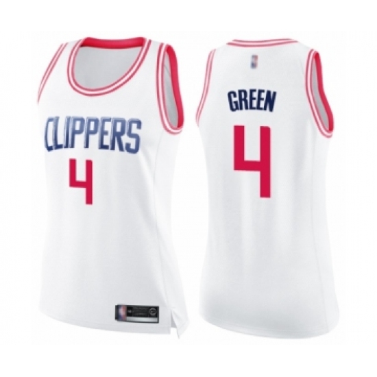 Women's Los Angeles Clippers 4 JaMychal Green Swingman White Pink Fashion Basketball Jersey