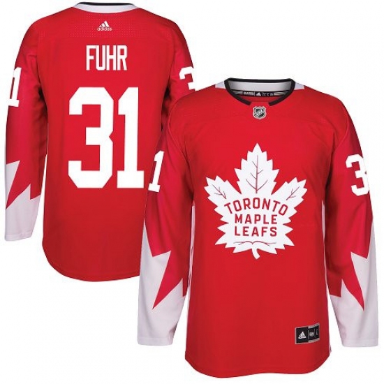 Men's Adidas Toronto Maple Leafs 31 Grant Fuhr Premier Red Alternate NHL Jersey