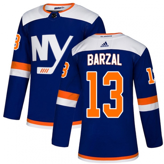 Youth Adidas New York Islanders 13 Mathew Barzal Premier Blue Alternate NHL Jersey