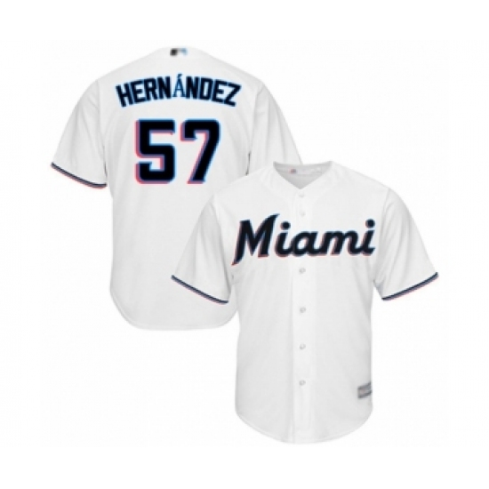 Youth Miami Marlins 57 Elieser Hernandez Authentic White Home Cool Base Baseball Player Jersey