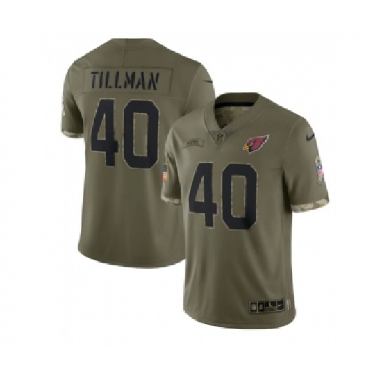 Men's Arizona Cardinals 40 Pat Tillman 2022 Olive Salute To Service Limited Stitched Jersey
