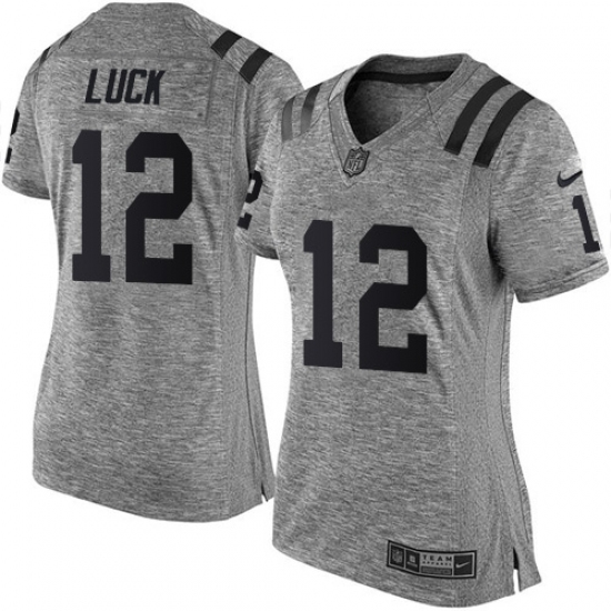 Women's Nike Indianapolis Colts 12 Andrew Luck Limited Gray Gridiron NFL Jersey