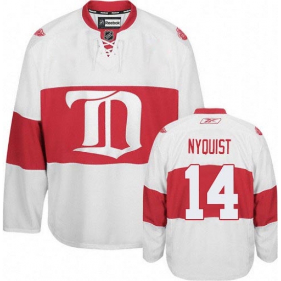 Women's Reebok Detroit Red Wings 14 Gustav Nyquist Authentic White Third NHL Jersey