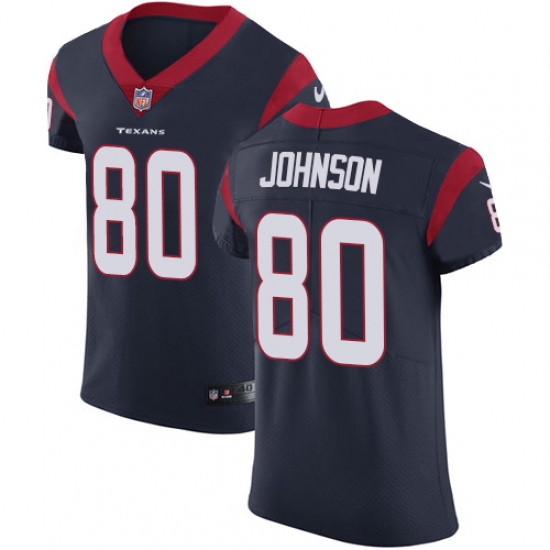 Men's Nike Houston Texans 80 Andre Johnson Navy Blue Team Color Vapor Untouchable Elite Player NFL Jersey