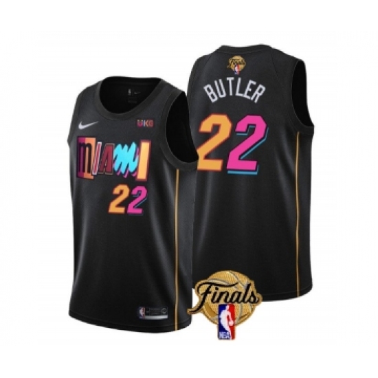 Men's Miami Heat 22 Jimmy Butler Black 2023 Finals City Edition Stitched Basketball Jersey