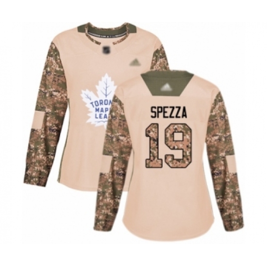 Women's Toronto Maple Leafs 19 Jason Spezza Authentic Camo Veterans Day Practice Hockey Jersey