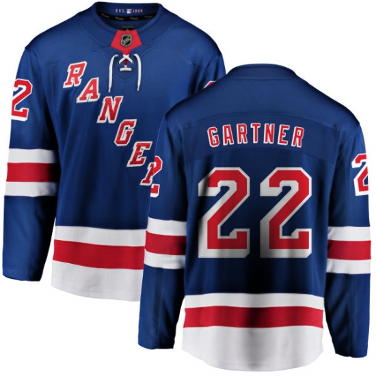Men's New York Rangers 22 Mike Gartner Fanatics Branded Royal Blue Home Breakaway NHL Jersey
