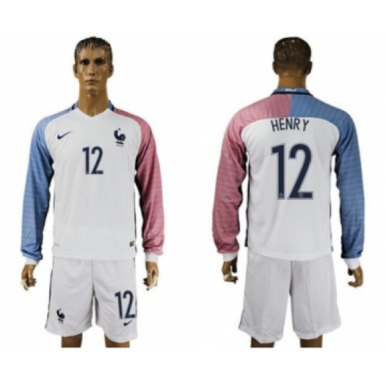 France 12 Henry Away Long Sleeves Soccer Country Jersey