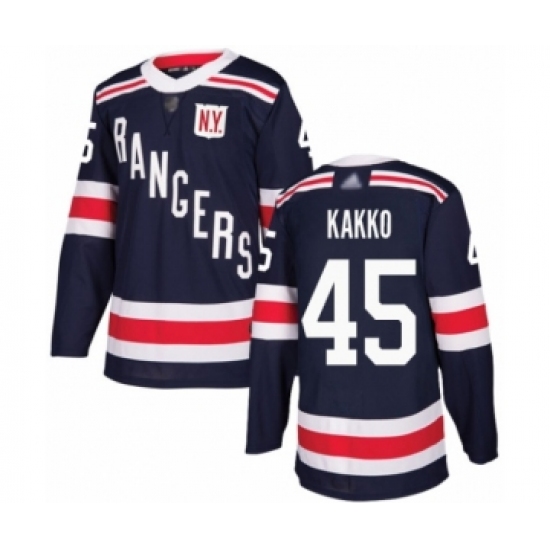 Men's New York Rangers 45 Kaapo Kakko Authentic Navy Blue 2018 Winter Classic Hockey Jersey