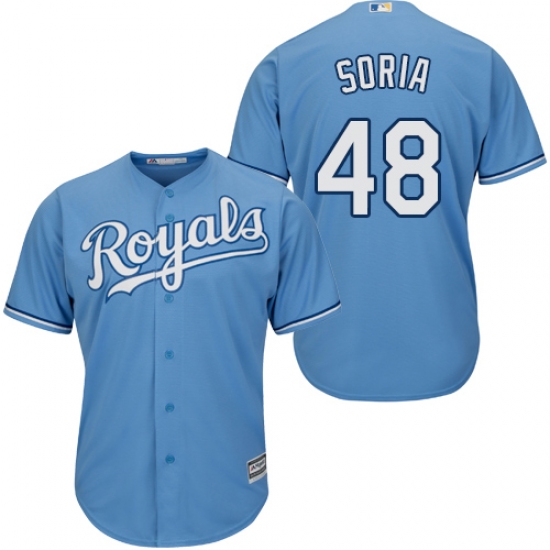 Youth Majestic Kansas City Royals 48 Joakim Soria Replica Light Blue Alternate 1 Cool Base MLB Jersey