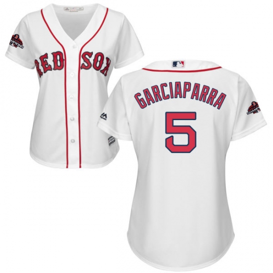 Women's Majestic Boston Red Sox 5 Nomar Garciaparra Authentic White Home 2018 World Series Champions MLB Jersey