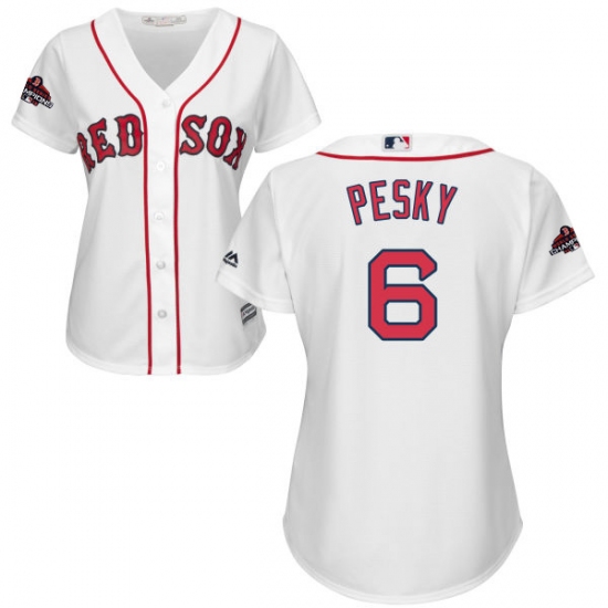 Women's Majestic Boston Red Sox 6 Johnny Pesky Authentic White Home 2018 World Series Champions MLB Jersey