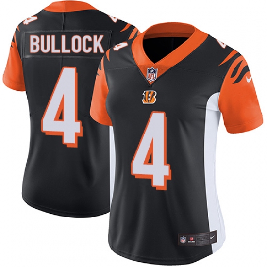 Women's Nike Cincinnati Bengals 4 Randy Bullock Vapor Untouchable Limited Black Team Color NFL Jersey