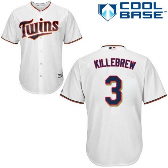 Youth Majestic Minnesota Twins 3 Harmon Killebrew Authentic White Home Cool Base MLB Jersey