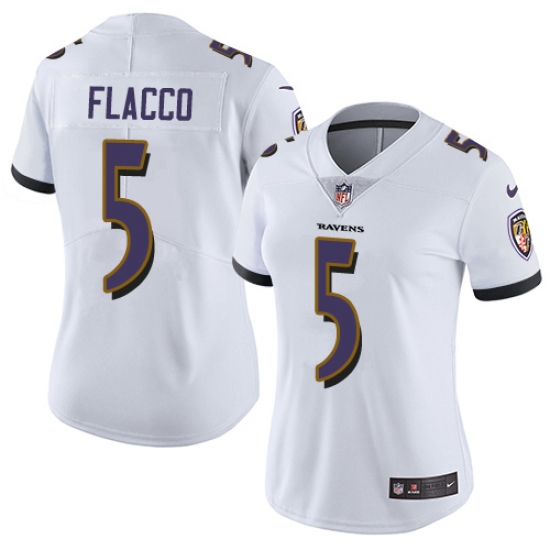 Women's Nike Baltimore Ravens 5 Joe Flacco Elite White NFL Jersey