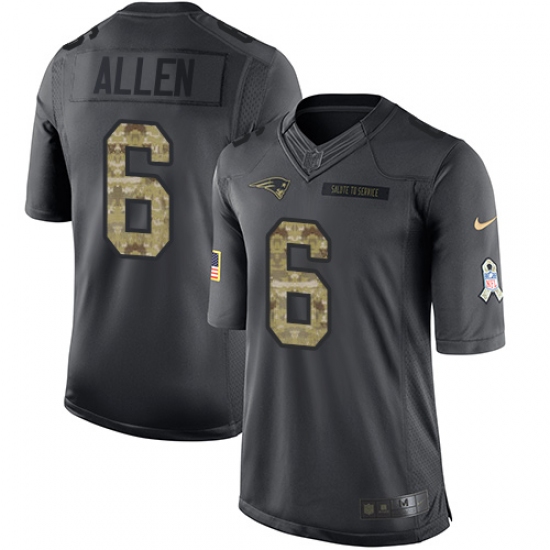 Men's Nike New England Patriots 6 Ryan Allen Limited Black 2016 Salute to Service NFL Jersey