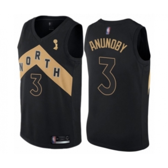 Youth Toronto Raptors 3 OG Anunoby Swingman Black 2019 Basketball Finals Champions Jersey - City Edition