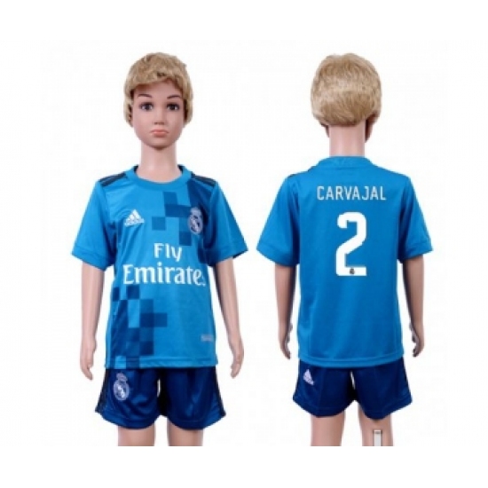 Real Madrid 2 Carvajal Sec Away Kid Soccer Club Jersey