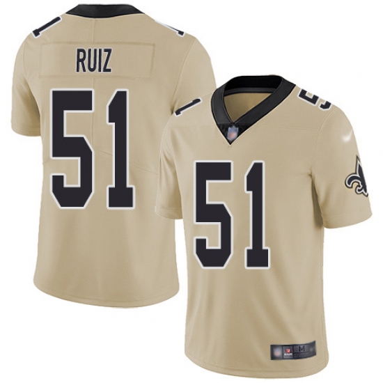 Men's New Orleans Saints 51 Cesar Ruiz Gold Stitched NFL Limited Inverted Legend Jersey