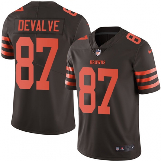 Men's Nike Cleveland Browns 87 Seth DeValve Limited Brown Rush Vapor Untouchable NFL Jersey