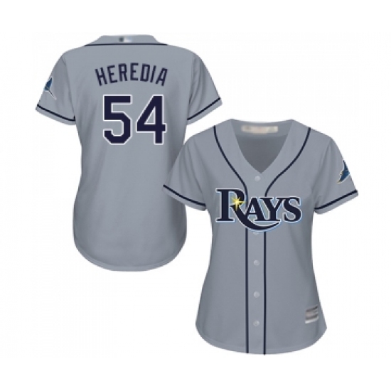 Women's Tampa Bay Rays 54 Guillermo Heredia Replica Grey Road Cool Base Baseball Jersey