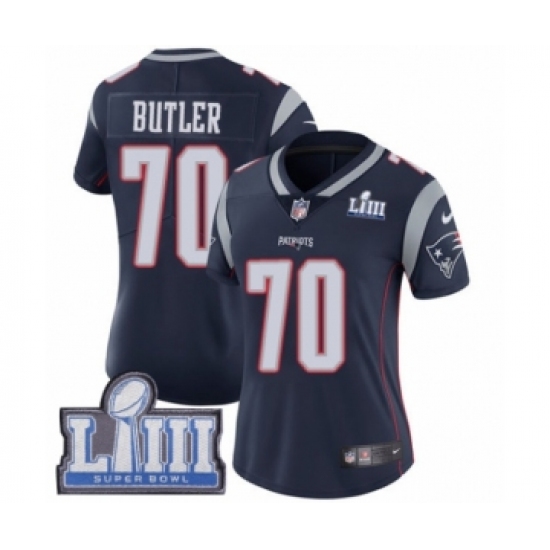 Women's Nike New England Patriots 70 Adam Butler Navy Blue Team Color Vapor Untouchable Limited Player Super Bowl LIII Bound NFL Jersey