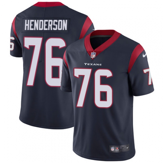 Men's Nike Houston Texans 76 Seantrel Henderson Navy Blue Team Color Vapor Untouchable Limited Player NFL Jersey