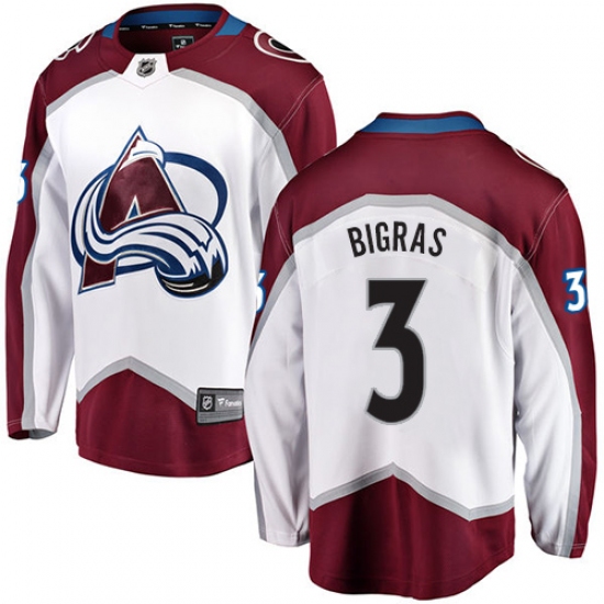 Youth Colorado Avalanche 3 Chris Bigras Fanatics Branded White Away Breakaway NHL Jersey