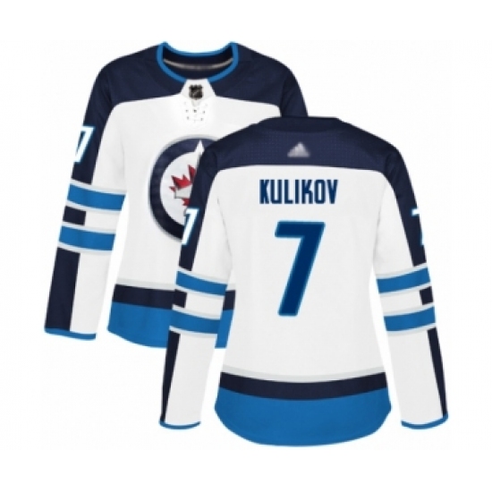 Women's Winnipeg Jets 7 Dmitry Kulikov Authentic White Away Hockey Jersey