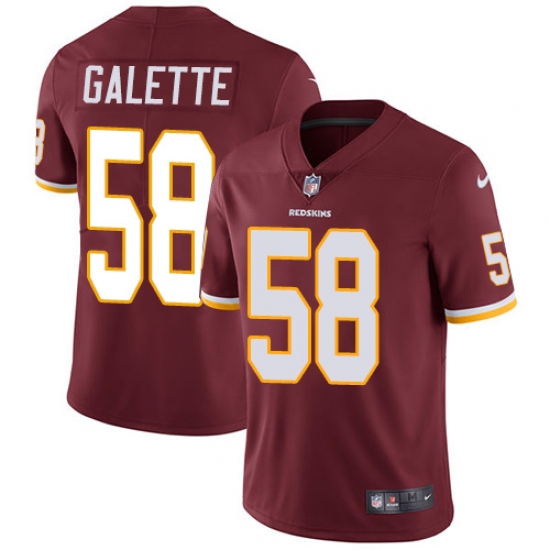 Men's Nike Washington Redskins 58 Junior Galette Burgundy Red Team Color Vapor Untouchable Limited Player NFL Jersey