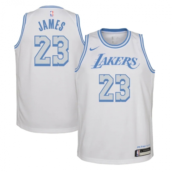 Youth Los Angeles Lakers 23 LeBron James Nike White 2020-21 Swingman Jersey