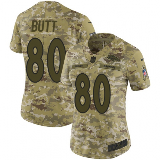 Women's Nike Denver Broncos 80 Jake Butt Limited Camo 2018 Salute to Service NFL Jersey