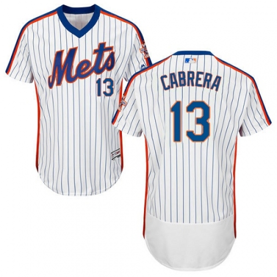 Men's Majestic New York Mets 13 Asdrubal Cabrera White Alternate Flex Base Authentic Collection MLB Jersey