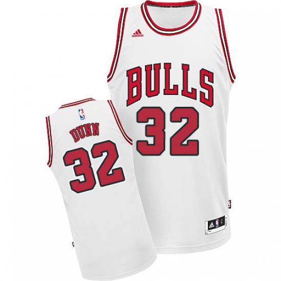 Men's Adidas Chicago Bulls 32 Kris Dunn Swingman White Home NBA Jersey