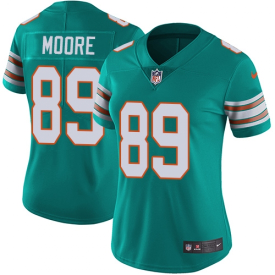 Women's Nike Miami Dolphins 89 Nat Moore Elite Aqua Green Alternate NFL Jersey