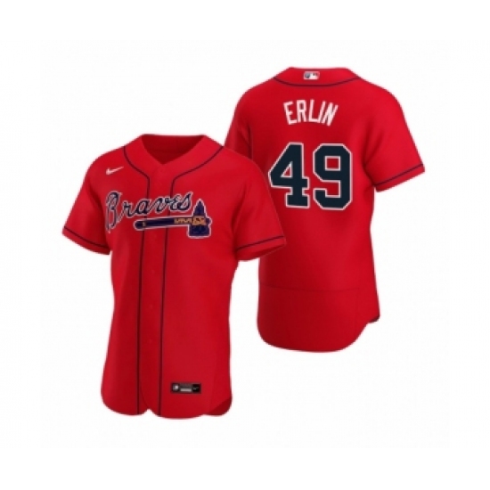 Men's Atlanta Braves 49 Robbie Erlin Nike Red Authentic Alternate Jersey