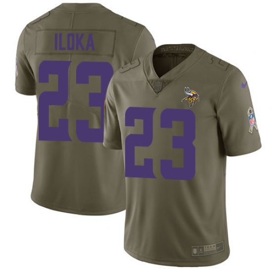 Youth Nike Minnesota Vikings 23 George Iloka Limited Olive 2017 Salute to Service NFL Jersey