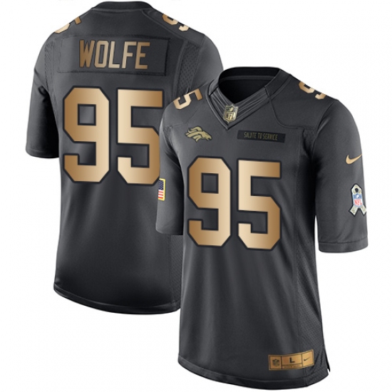 Youth Nike Denver Broncos 95 Derek Wolfe Limited Black/Gold Salute to Service NFL Jersey