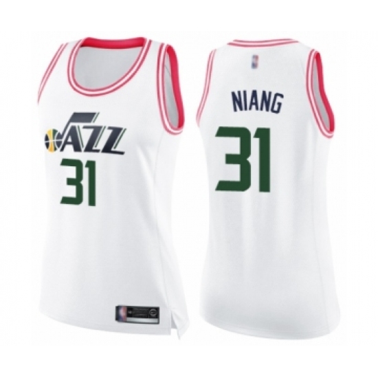 Women's Utah Jazz 31 Georges Niang Swingman White Pink Fashion Basketball Jersey