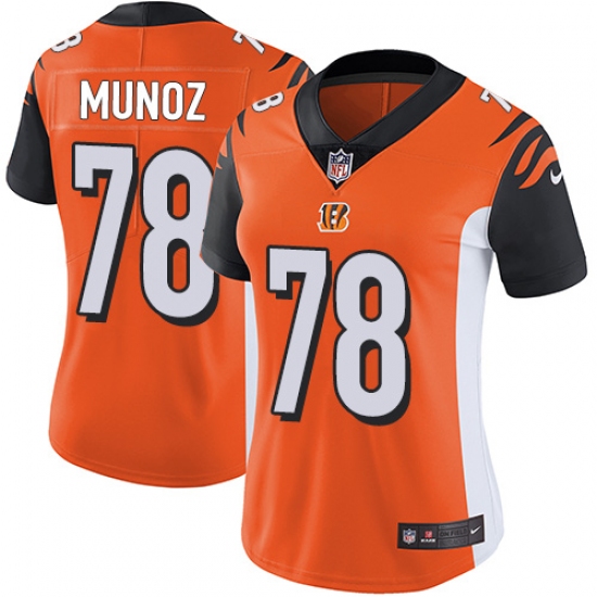 Women's Nike Cincinnati Bengals 78 Anthony Munoz Vapor Untouchable Limited Orange Alternate NFL Jersey