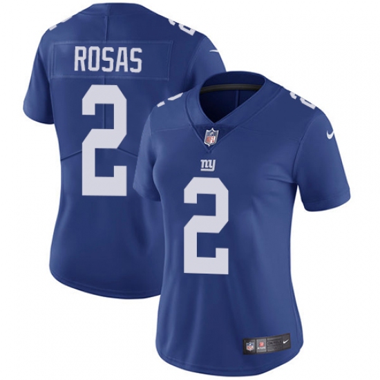 Women's Nike New York Giants 2 Aldrick Rosas Royal Blue Team Color Vapor Untouchable Limited Player NFL Jersey