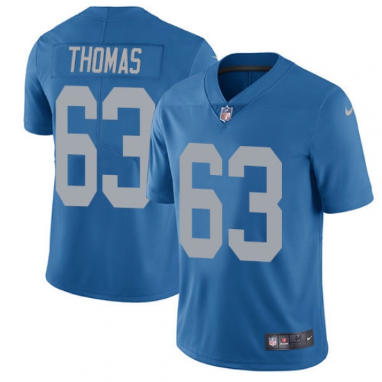 Men's Nike Detroit Lions 63 Brandon Thomas Elite Blue Alternate NFL Jersey