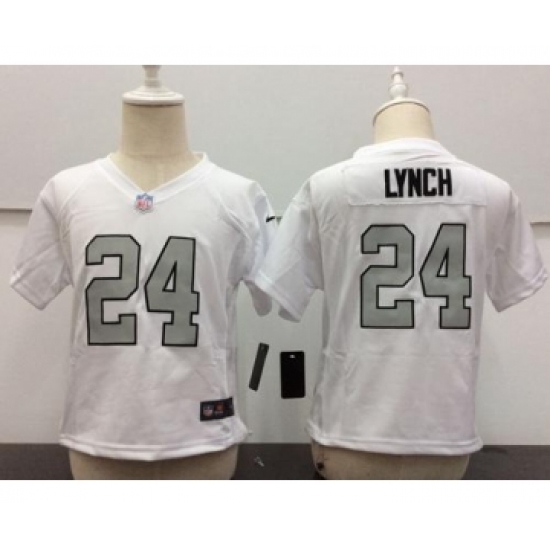 Toddler Nike Raiders 24 Marshawn Lynch White Rush Stitched NFL Elite Jersey