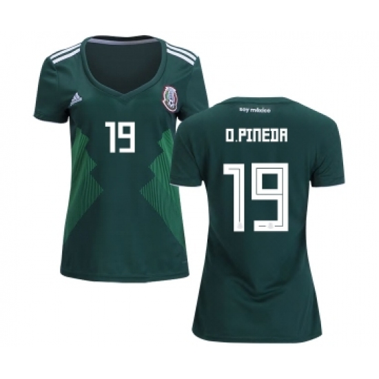 Women's Mexico 19 O.Pineda Home Soccer Country Jersey