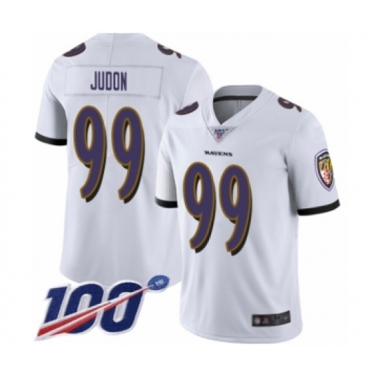 Men's Baltimore Ravens 99 Matt Judon White Vapor Untouchable Limited Player 100th Season Football Jersey