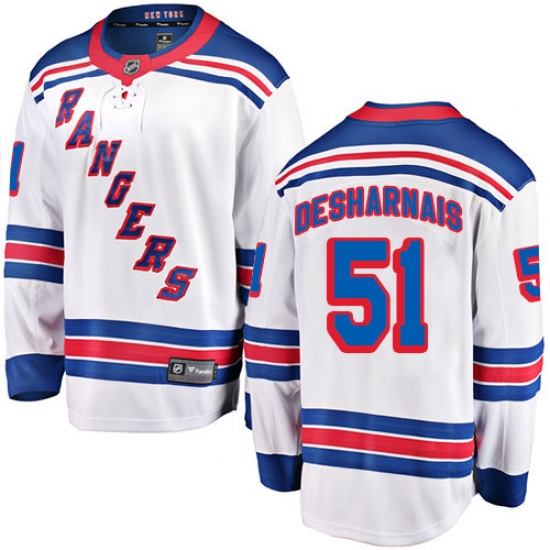 Youth New York Rangers 51 David Desharnais Fanatics Branded White Away Breakaway NHL Jersey