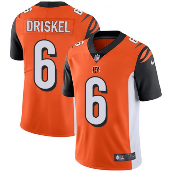 Youth Nike Cincinnati Bengals 6 Jeff Driskel Vapor Untouchable Limited Orange Alternate NFL Jersey